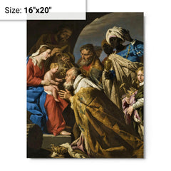Adoration of the Magi by Matthias Stom metal print on a plain backdrop in size 16"x20".