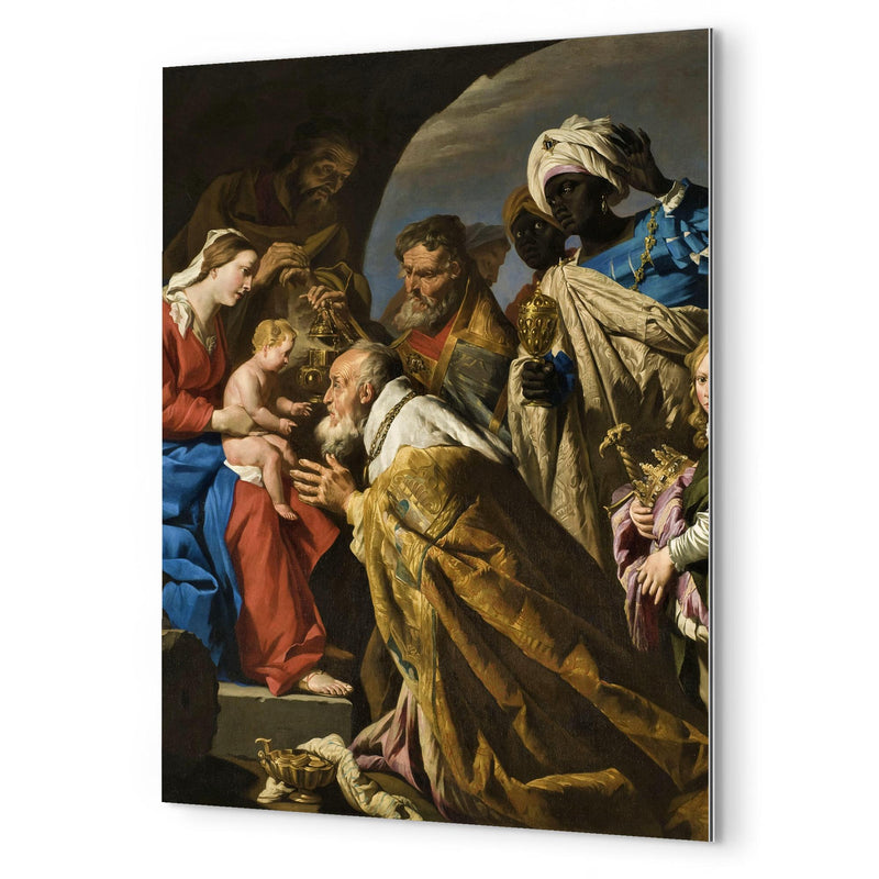Adoration of the Magi by Matthias Stom metal print mockup