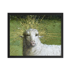 Adoration of the Mystic Lamb - The Ghent Altarpiece framed print on a plain backdrop in size 16"x20".