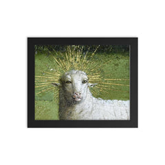 Adoration of the Mystic Lamb - The Ghent Altarpiece framed print on a plain backdrop in size 8"x10".