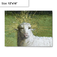 Adoration of the Mystic Lamb - The Ghent Altarpiece metal print on a plain backdrop in size 12"x16".