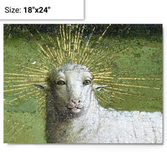 Adoration of the Mystic Lamb - The Ghent Altarpiece metal print on a plain backdrop in size 18"x24".