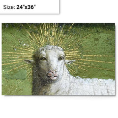 Adoration of the Mystic Lamb - The Ghent Altarpiece metal print on a plain backdrop in size 24"x36".