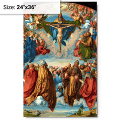Adoration of the Trinity by Albrecht Dürer metal print on a plain backdrop in size 24"x36".