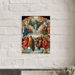 Adoration of the Trinity by Albrecht Dürer metal print mockup