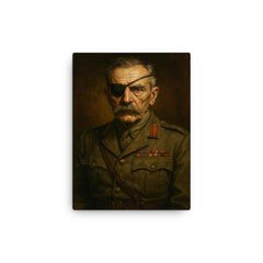 Adrian Carton de Wiart eye patch portrait canvas print on a plain backdrop in size 12"x16".