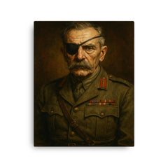 Adrian Carton de Wiart eye patch portrait canvas print on a plain backdrop in size 16"x20".