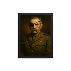Adrian Carton de Wiart eye patch portrait framed print on a plain backdrop in size 12"x16".