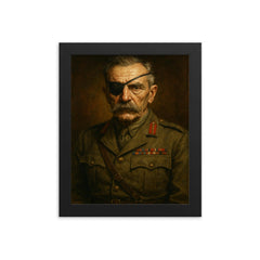 Adrian Carton de Wiart eye patch portrait framed print on a plain backdrop in size 8"x10".