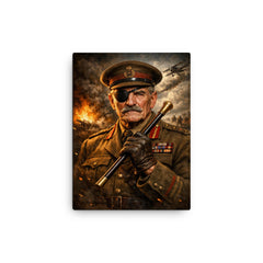 Adrian Carton de Wiart eyepatch and swagger stick canvas print on a plain backdrop in size 12"x16".