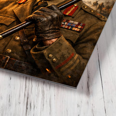 Adrian Carton de Wiart eyepatch and swagger stick metal print mockup