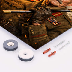 Adrian Carton de Wiart eyepatch and swagger stick metal print mockup
