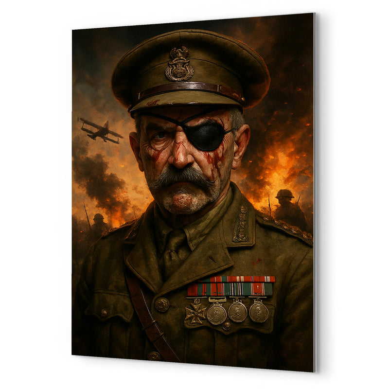 Adrian Carton de Wiart eyepatch battle portrait metal print mockup