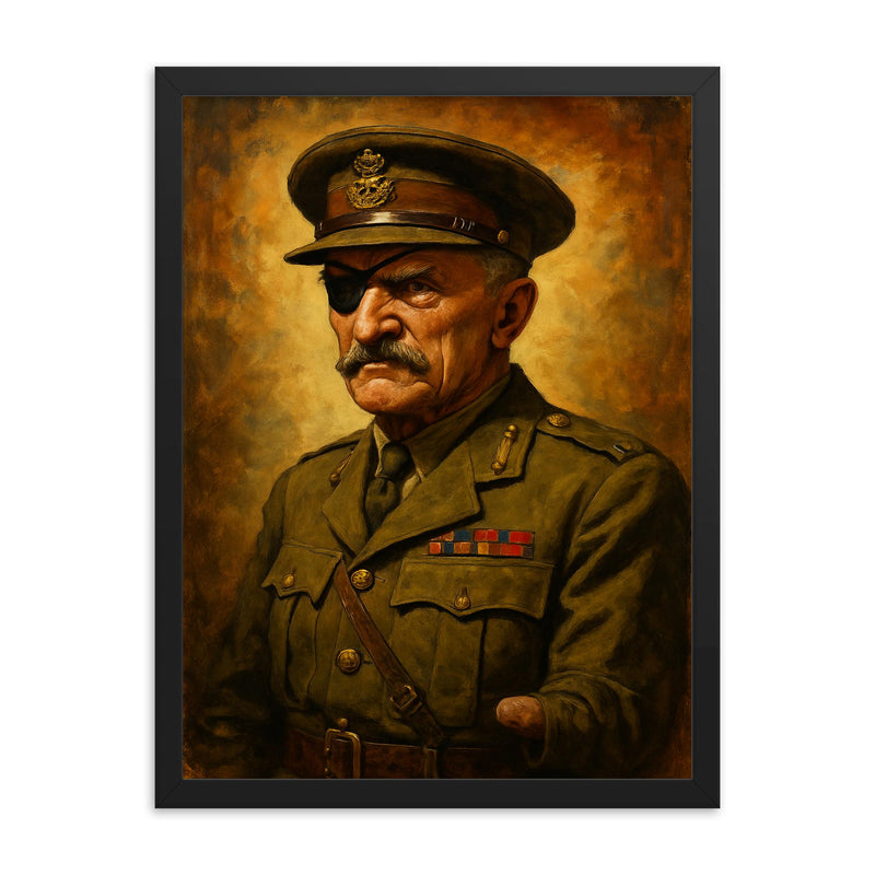 Adrian Carton de Wiart framed print on a plain backdrop in size 18