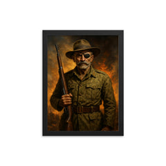 Adrian Carton de Wiart one eyed battlefield portrait framed print on a plain backdrop in size 12"x16".