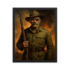 Adrian Carton de Wiart one eyed battlefield portrait framed print on a plain backdrop in size 16"x20".