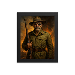 Adrian Carton de Wiart one eyed battlefield portrait framed print on a plain backdrop in size 8"x10".