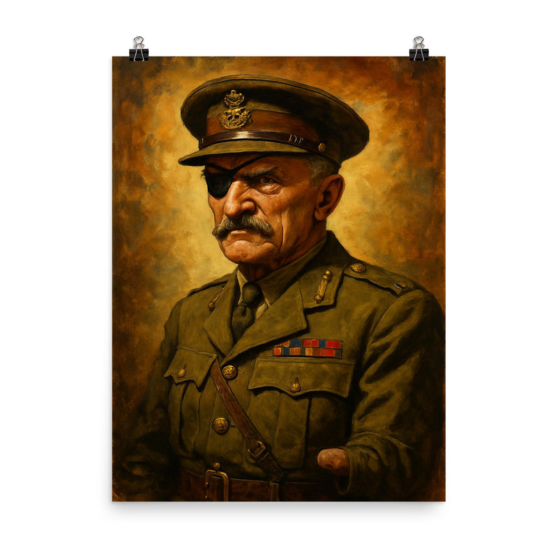 Adrian Carton de Wiart poster on a plain backdrop in size 8