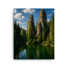 Adrspach Teplice Rocks Czech Republic canvas print on a plain backdrop in size 16"x20".