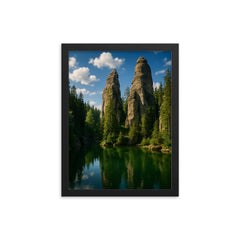 Adrspach Teplice Rocks Czech Republic framed print on a plain backdrop in size 12"x16".