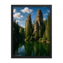 Adrspach Teplice Rocks Czech Republic framed print on a plain backdrop in size 18"x24".