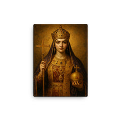 Aelia Pulcheria in imperial Christian regalia canvas print on a plain backdrop in size 12"x16".