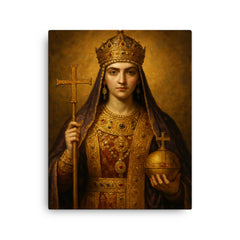 Aelia Pulcheria in imperial Christian regalia canvas print on a plain backdrop in size 16"x20".