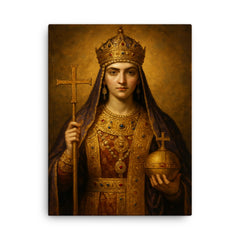 Aelia Pulcheria in imperial Christian regalia canvas print on a plain backdrop in size 18"x24".
