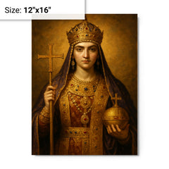 Aelia Pulcheria in imperial Christian regalia metal print on a plain backdrop in size 12"x16".