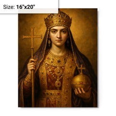 Aelia Pulcheria in imperial Christian regalia metal print on a plain backdrop in size 16"x20".