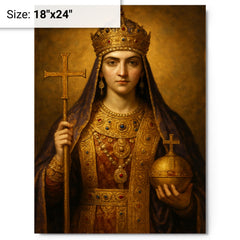 Aelia Pulcheria in imperial Christian regalia metal print on a plain backdrop in size 18"x24".