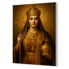 Aelia Pulcheria in imperial Christian regalia metal print mockup