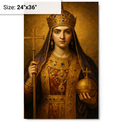Aelia Pulcheria in imperial Christian regalia metal print on a plain backdrop in size 24"x36".