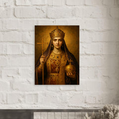 Aelia Pulcheria in imperial Christian regalia metal print mockup