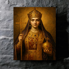 Aelia Pulcheria in imperial Christian regalia metal print mockup
