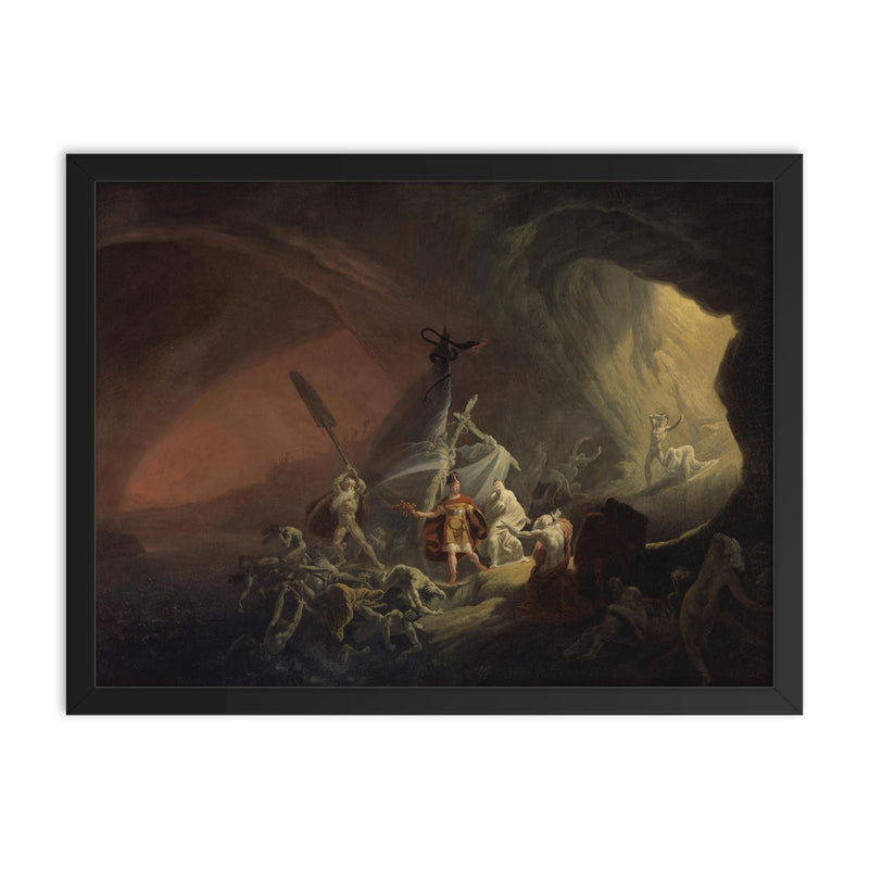 Aeneas and the Sibyl, ca. 1800 framed print on a plain backdrop in size 18