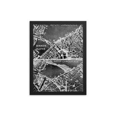 Aerial Photos of Hamburg, Germany During WWII: Camouflage Over Binnen Alster framed print on a plain backdrop in size 12"x16".