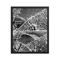 Aerial Photos of Hamburg, Germany During WWII: Camouflage Over Binnen Alster framed print on a plain backdrop in size 16"x20".