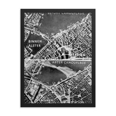Aerial Photos of Hamburg, Germany During WWII: Camouflage Over Binnen Alster framed print on a plain backdrop in size 18"x24".