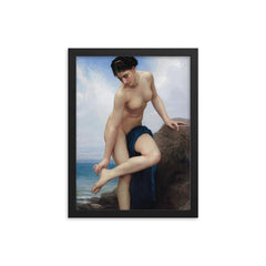 After the Bath by William Bouguereau framed print on a plain backdrop in size 12"x16".