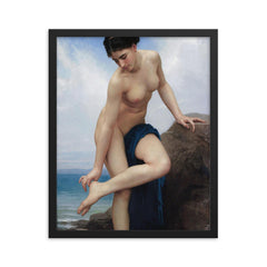 After the Bath by William Bouguereau framed print on a plain backdrop in size 16"x20".