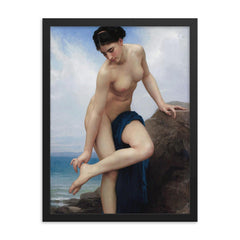 After the Bath by William Bouguereau framed print on a plain backdrop in size 18"x24".