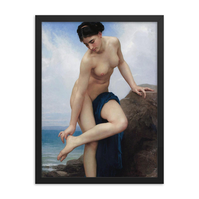 After the Bath by William Bouguereau framed print on a plain backdrop in size 18