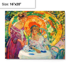 Afternoon Tea by Richard Emile Miller metal print on a plain backdrop in size 16"x20".