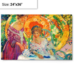 Afternoon Tea by Richard Emile Miller metal print on a plain backdrop in size 24"x36".