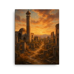 Aghdam Ghost City Azerbaijan canvas print on a plain backdrop in size 16"x20".