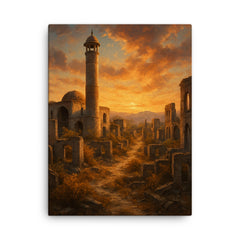 Aghdam Ghost City Azerbaijan canvas print on a plain backdrop in size 18"x24".