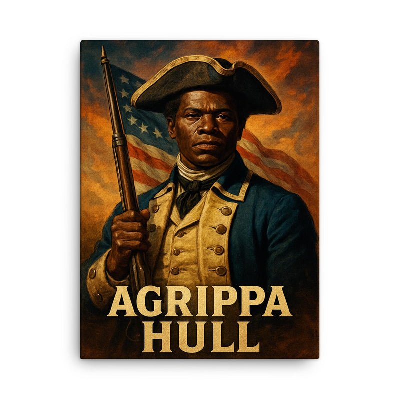 Agrippa Hull canvas print on a plain backdrop in size 18