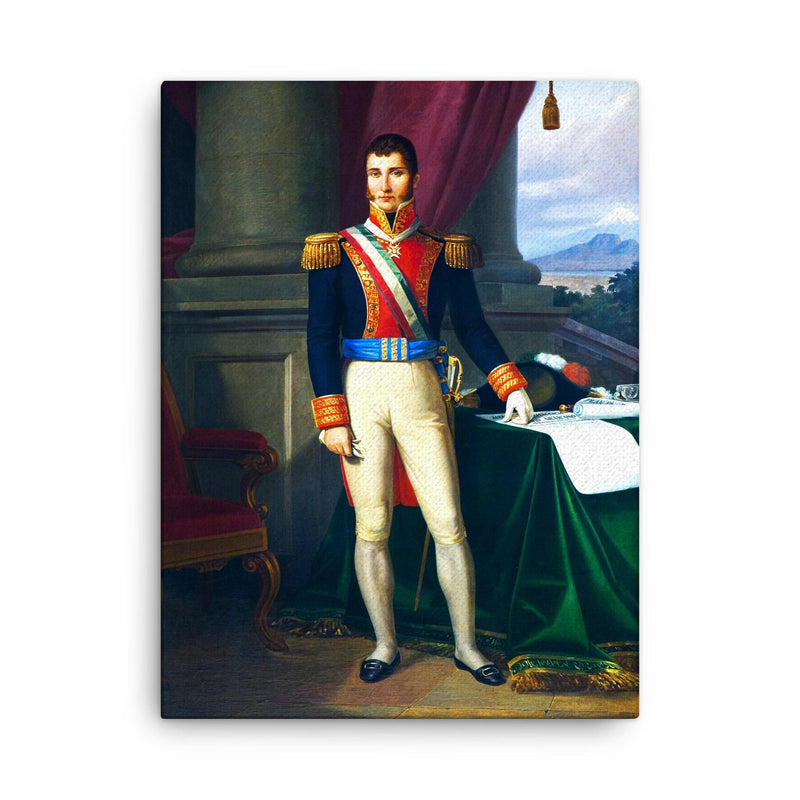 Agustin I of Mexico canvas print on a plain backdrop in size 18
