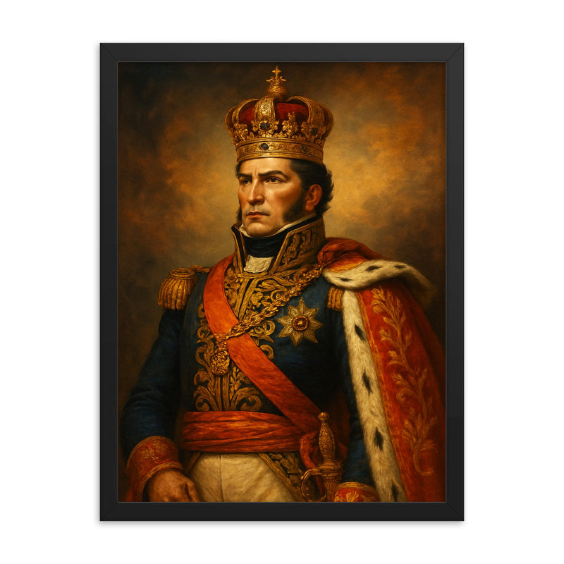 Agustin I of Mexico framed print on a plain backdrop in size 18